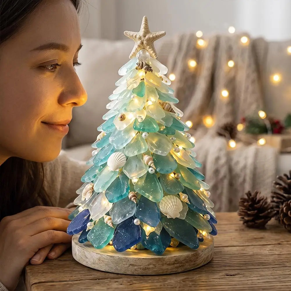 3D Christmas Tree Design Art Kit Sea Glass Beach Romantic DIY Adult Craft Set Acrylic Home Decoration Christmas Kids Gifts