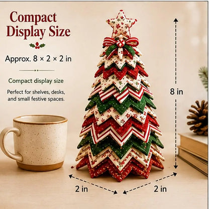 DIY Quilted Christmas Tree Kit Handmade Fabric Patchwork 3D Layered Santa Snowman Holiday Tabletop Decor Ornament