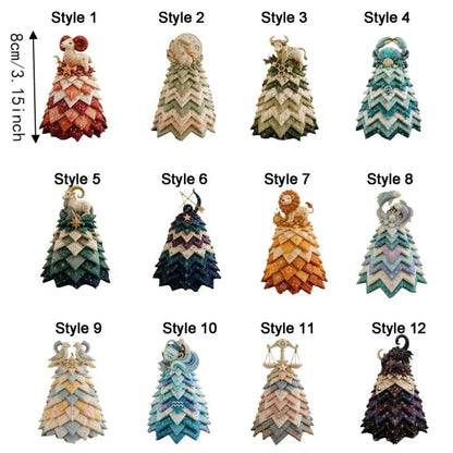 3D Christmas Tree Quilted Zodiac Fabric Tree Kit Decorative DIY Materials Package 12 Constellations Sewing Craft Handmade