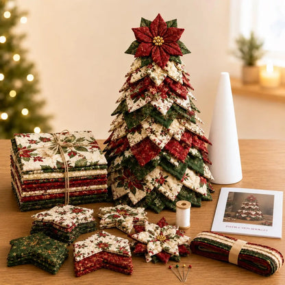 DIY Quilted Christmas Tree Kit Handmade Fabric Patchwork 3D Layered Santa Snowman Holiday Tabletop Decor Ornament