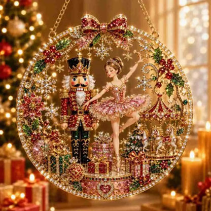 Pearl Beads Christmas Diamond Painting Set Acrylic Board 5D Diamond Painting Ornament Self-Adhesive Round Shape