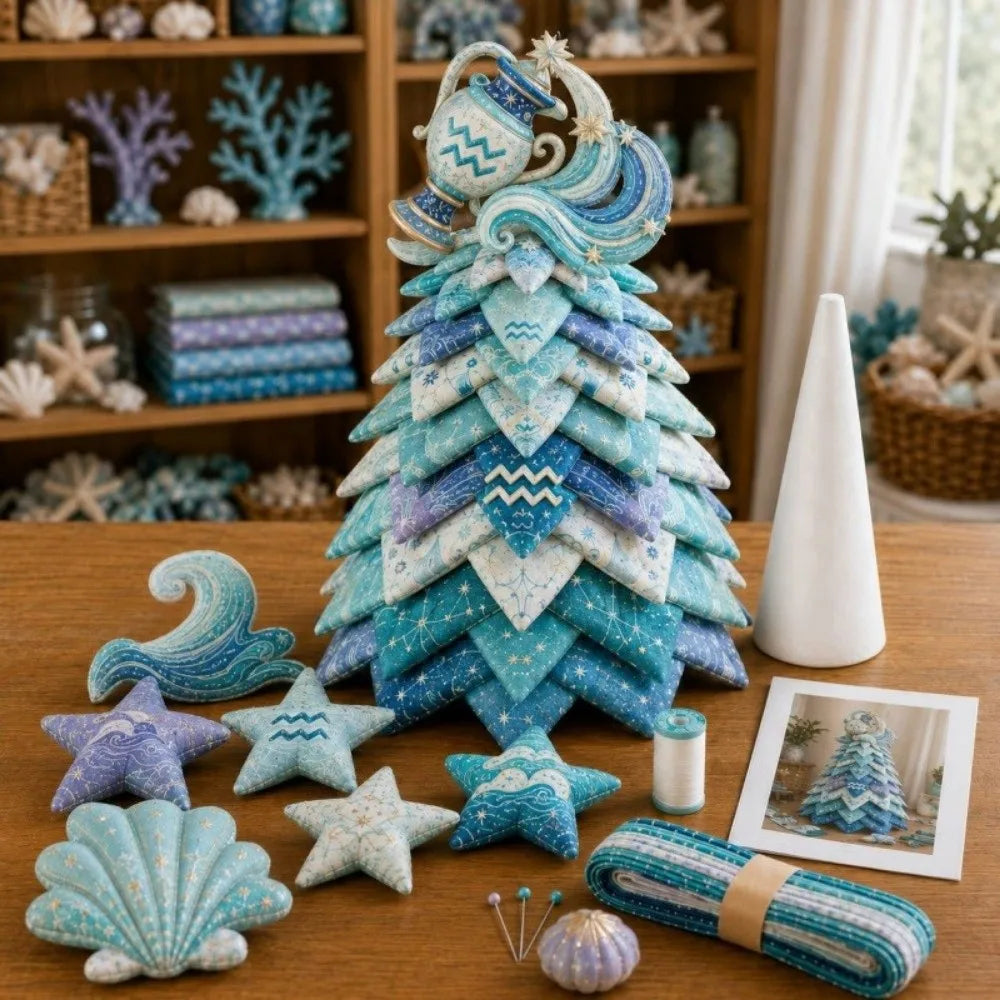 3D Christmas Tree Quilted Zodiac Fabric Tree Kit Decorative DIY Materials Package 12 Constellations Sewing Craft Handmade