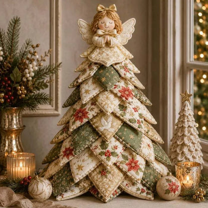 DIY Quilted Christmas Tree Kit Handmade Fabric Patchwork 3D Layered Santa Snowman Holiday Tabletop Decor Ornament