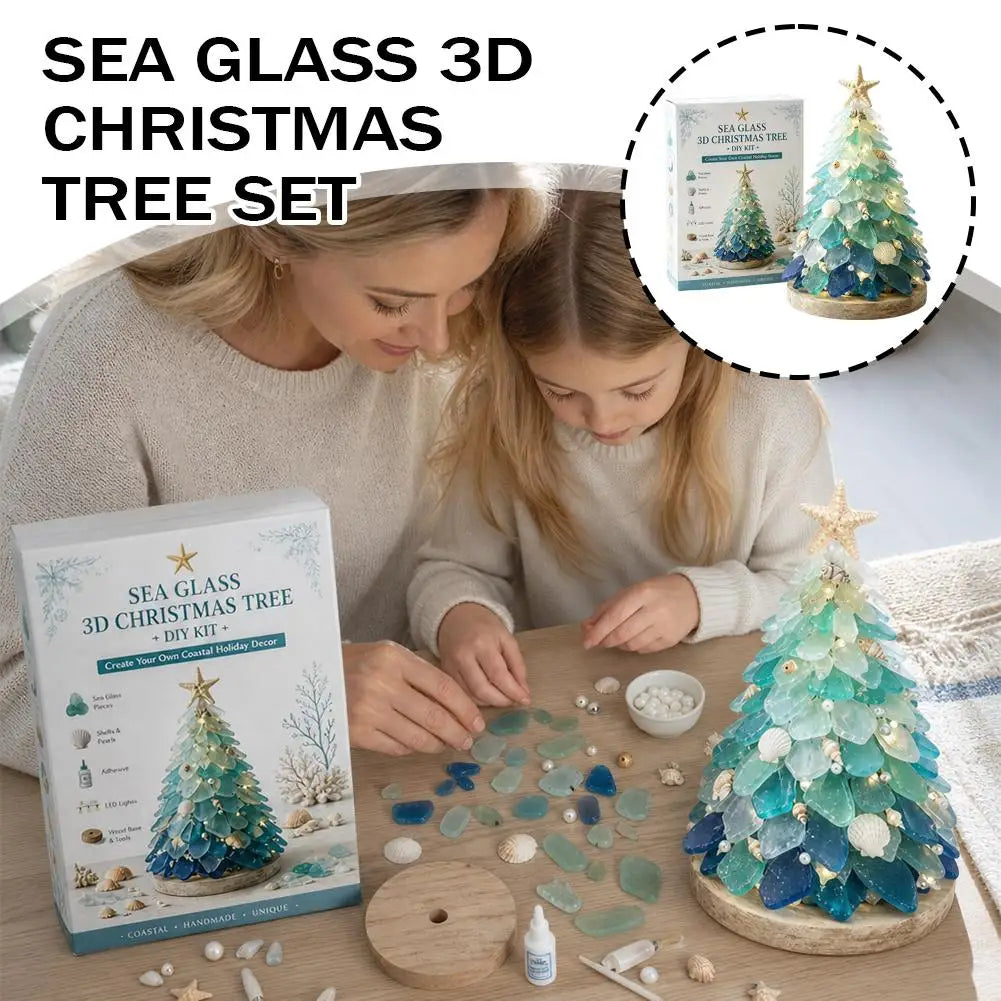 3D Christmas Tree Design Art Kit Sea Glass Beach Romantic DIY Adult Craft Set Acrylic Home Decoration Christmas Kids Gifts