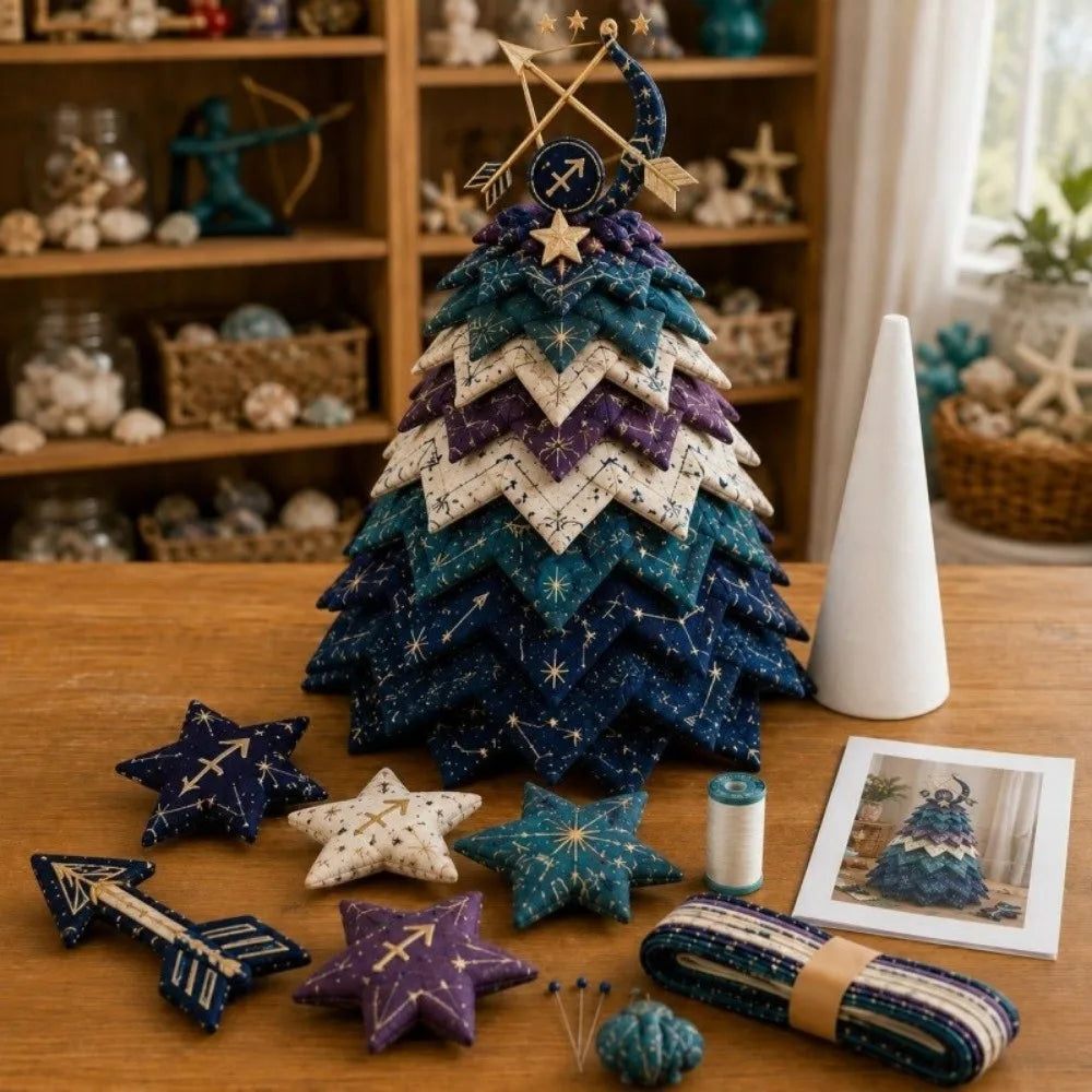 3D Christmas Tree Quilted Zodiac Fabric Tree Kit Decorative DIY Materials Package 12 Constellations Sewing Craft Handmade