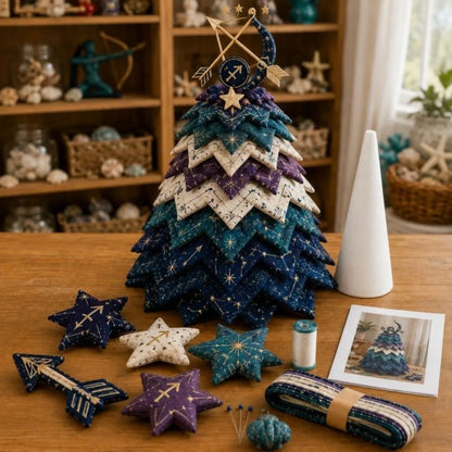 3D Christmas Tree Quilted Zodiac Fabric Tree Kit Decorative DIY Materials Package 12 Constellations Sewing Craft Handmade