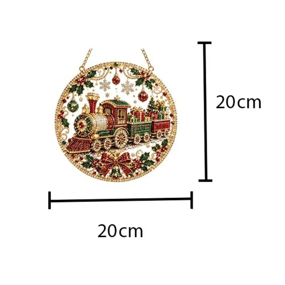 Pearl Beads Christmas Diamond Painting Set Acrylic Board 5D Diamond Painting Ornament Self-Adhesive Round Shape