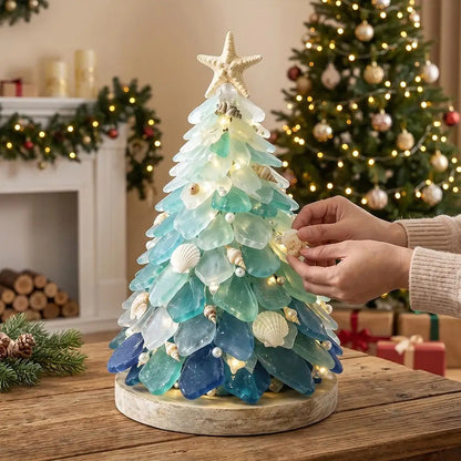 3D Christmas Tree Design Art Kit Sea Glass Beach Romantic DIY Adult Craft Set Acrylic Home Decoration Christmas Kids Gifts