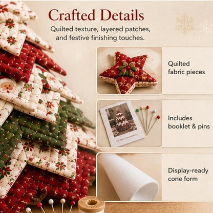 DIY Quilted Christmas Tree Kit Handmade Fabric Patchwork 3D Layered Santa Snowman Holiday Tabletop Decor Ornament