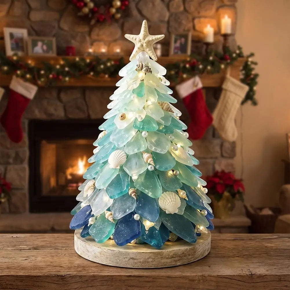 3D Christmas Tree Design Art Kit Sea Glass Beach Romantic DIY Adult Craft Set Acrylic Home Decoration Christmas Kids Gifts