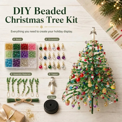 DIY Beaded Christmas Tree Kit – Crystal Bead Holiday Craft Set with LED Lights, Home Decor Gift for Adults & Kids
