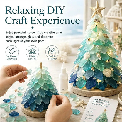 3D Christmas Tree Design Art Kit Sea Glass Beach Romantic DIY Adult Craft Set Acrylic Home Decoration Christmas Kids Gifts