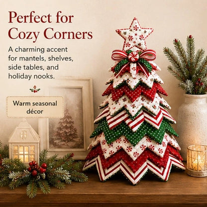 DIY Quilted Christmas Tree Kit Handmade Fabric Patchwork 3D Layered Santa Snowman Holiday Tabletop Decor Ornament