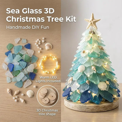 3D Christmas Tree Design Art Kit Sea Glass Beach Romantic DIY Adult Craft Set Acrylic Home Decoration Christmas Kids Gifts