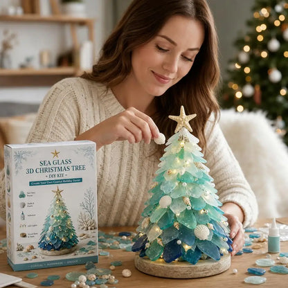 3D Christmas Tree Design Art Kit Sea Glass Beach Romantic DIY Adult Craft Set Acrylic Home Decoration Christmas Kids Gifts