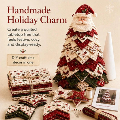 DIY Quilted Christmas Tree Kit Handmade Fabric Patchwork 3D Layered Santa Snowman Holiday Tabletop Decor Ornament