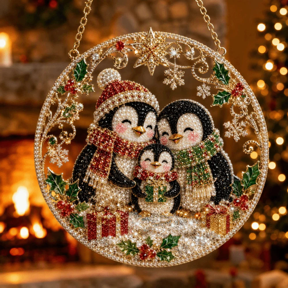 Pearl Beads Christmas Diamond Painting Set Acrylic Board 5D Diamond Painting Ornament Self-Adhesive Round Shape