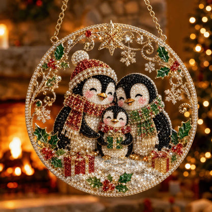 Pearl Beads Christmas Diamond Painting Set Acrylic Board 5D Diamond Painting Ornament Self-Adhesive Round Shape