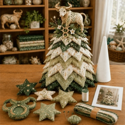 3D Christmas Tree Quilted Zodiac Fabric Tree Kit Decorative DIY Materials Package 12 Constellations Sewing Craft Handmade
