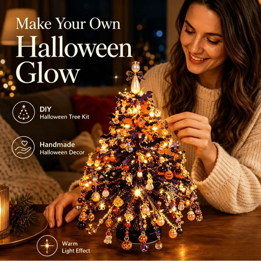 DIY Beaded Christmas Tree Kit – Crystal Bead Holiday Craft Set with LED Lights, Home Decor Gift for Adults & Kids
