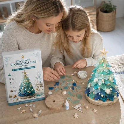 3D Christmas Tree Design Art Kit Sea Glass Beach Romantic DIY Adult Craft Set Acrylic Home Decoration Christmas Kids Gifts