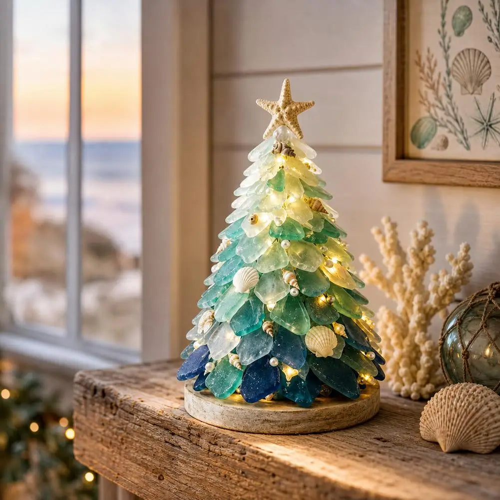 3D Christmas Tree Design Art Kit Sea Glass Beach Romantic DIY Adult Craft Set Acrylic Home Decoration Christmas Kids Gifts