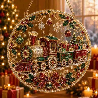 Pearl Beads Christmas Diamond Painting Set Acrylic Board 5D Diamond Painting Ornament Self-Adhesive Round Shape
