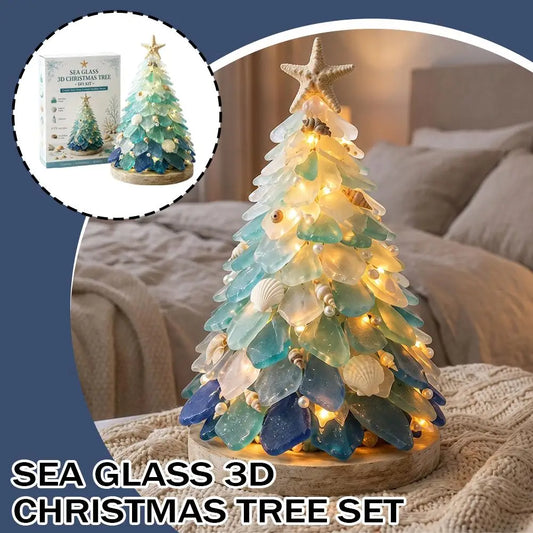 3D Christmas Tree Design Art Kit Sea Glass Beach Romantic DIY Adult Craft Set Acrylic Home Decoration Christmas Kids Gifts