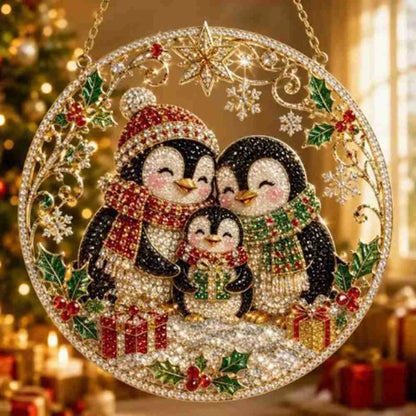 Pearl Beads Christmas Diamond Painting Set Acrylic Board 5D Diamond Painting Ornament Self-Adhesive Round Shape