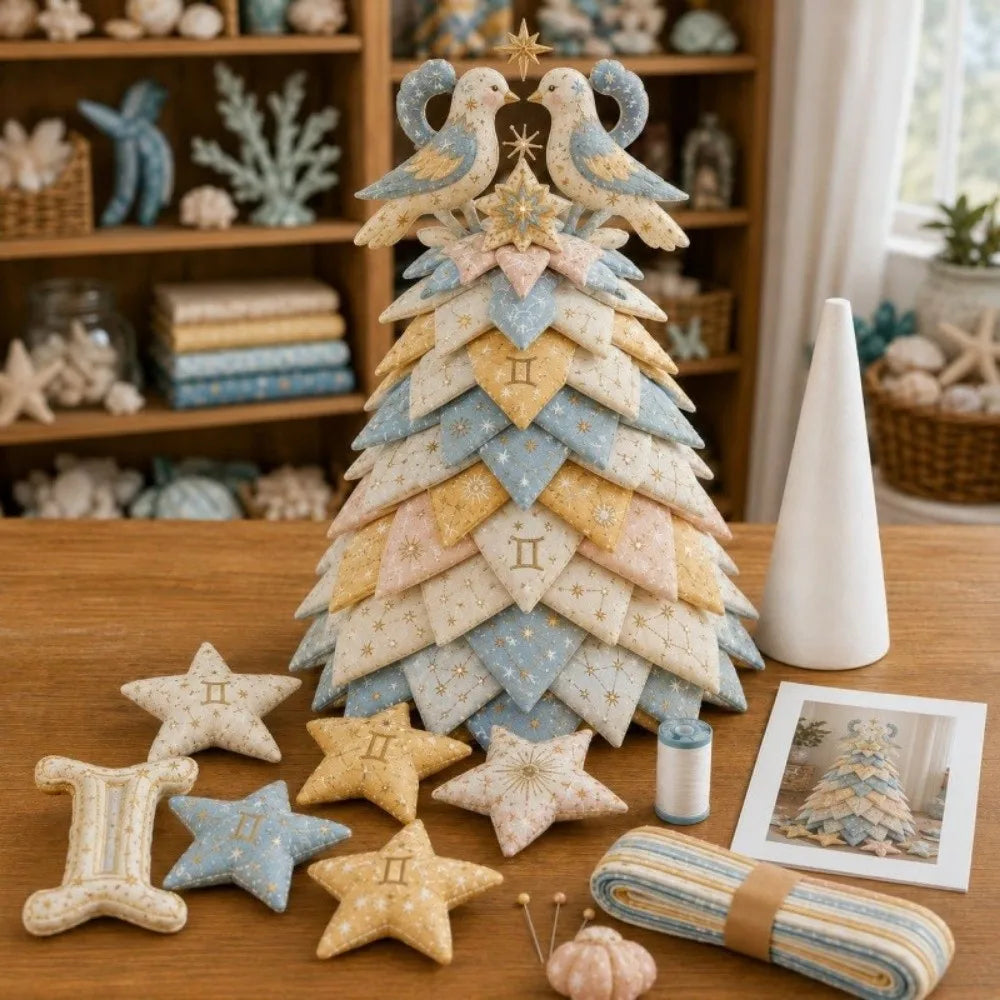 3D Christmas Tree Quilted Zodiac Fabric Tree Kit Decorative DIY Materials Package 12 Constellations Sewing Craft Handmade