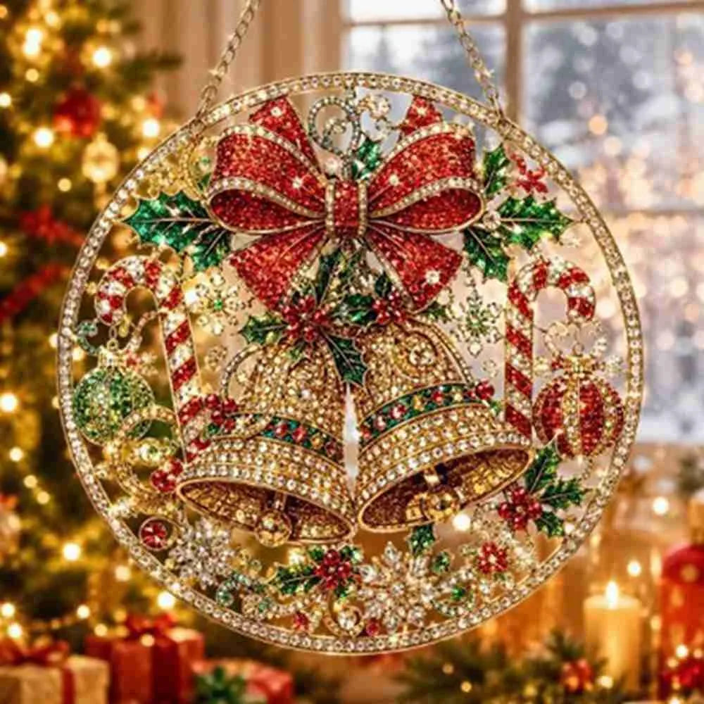 Pearl Beads Christmas Diamond Painting Set Acrylic Board 5D Diamond Painting Ornament Self-Adhesive Round Shape