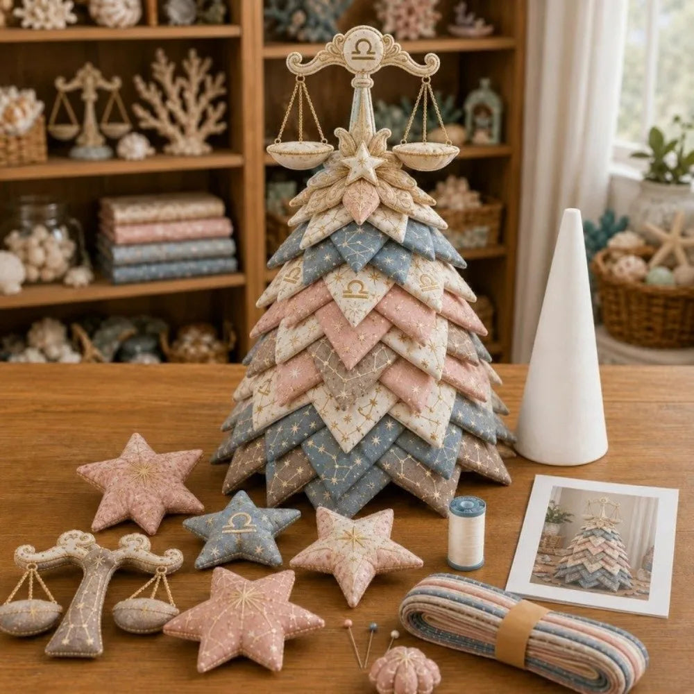 3D Christmas Tree Quilted Zodiac Fabric Tree Kit Decorative DIY Materials Package 12 Constellations Sewing Craft Handmade
