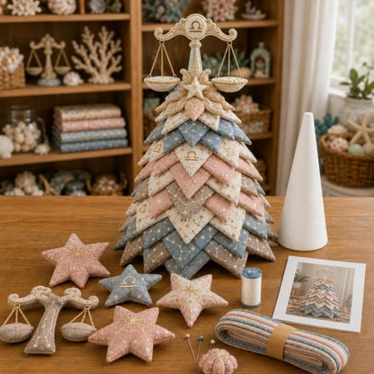 3D Christmas Tree Quilted Zodiac Fabric Tree Kit Decorative DIY Materials Package 12 Constellations Sewing Craft Handmade